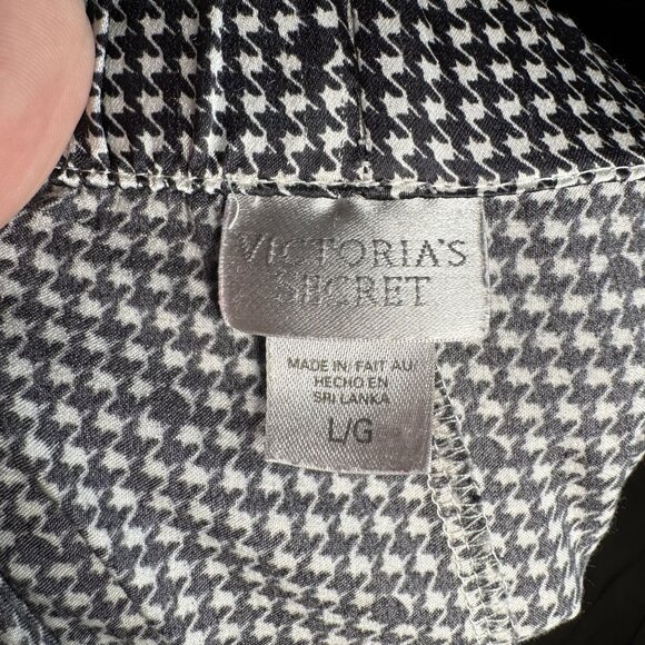 Victorias Secret L/G Black & White Houndstooth Pajama Set With Pink Heart Accent - Picture 2 of 9